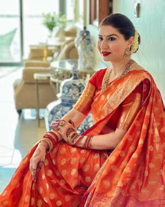 Buy erika Woven Banarasi Pure Silk, Art Silk Orange Sarees Online ...