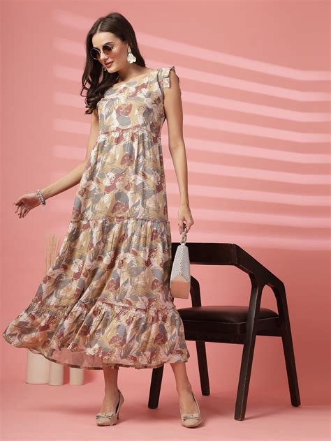 Indibelle Ankle Length Tiered Maxi (Beige) – indibelle