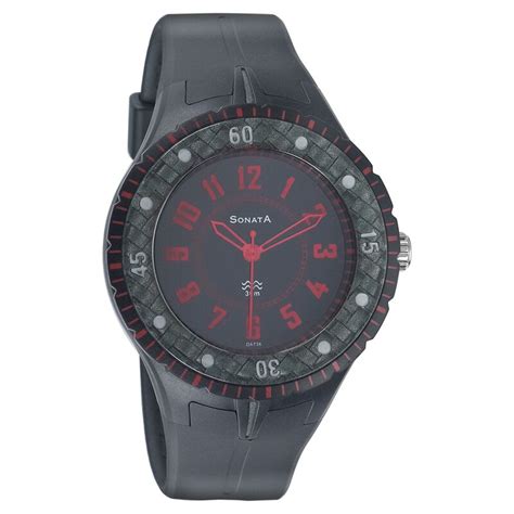 Buy Online Sonata Quartz Analog Black Dial Strap Watch for Men ...