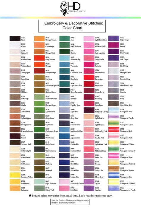 Embroidery Thread Colors – HD Welding Hats