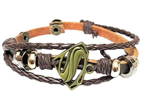 Buy Biche Genuine Leather Dyed Rope Superman Shield Multi Strand Black ...