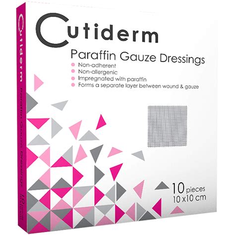 Buy Pack of 10 Cutiderm Sterile Paraffin Gauze Dressing 10cm x 10cm ...
