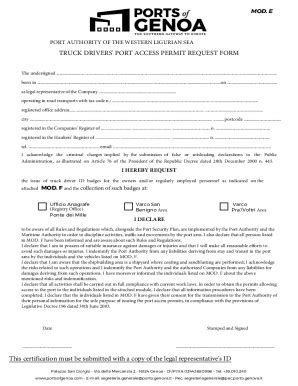 Fillable Online TRUCK DRIVERS' PORT ACCESS PERMIT REQUEST FORM Fax ...