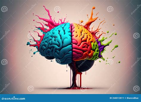 A Genius Human Brain Abstract Painting Art with Creative Watercolor Splash Stock Illustration ...