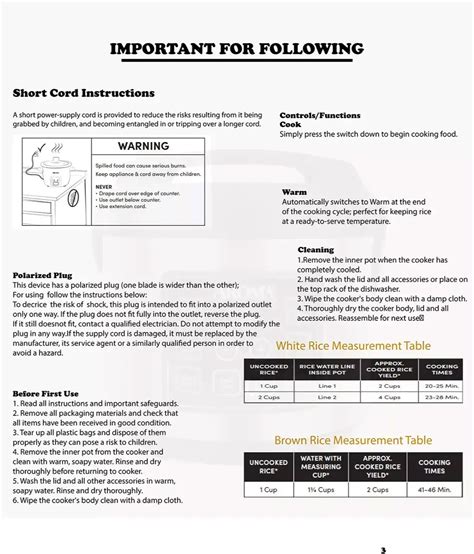 Aroma Rice Cooker Directions