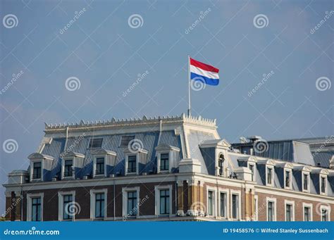 Amsterdam with the Dutch Flag Stock Photo - Image of building, travel ...