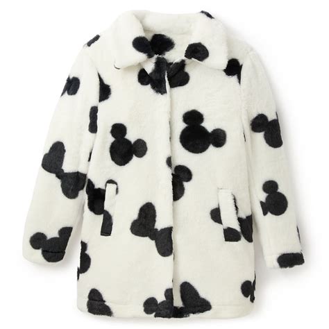 Mickey and Minnie Mouse Dalmatian Print Faux Fur Coat for Women ...