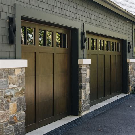Deep Brown Wood Double Garage | Garage door styles, Craftsman home ...