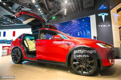 A Tesla Model X in its store in Shanghai.