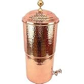 Indian Art Villa Copper Hammered Design Filter Water Dispenser Pot with ...