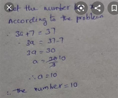 the sum of three times a number and 7 is 37 . find the number - Brainly.in