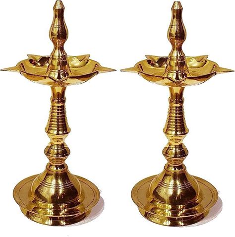 Buy Collectible India Brass Fancy Kerala Diya Oil Lamp Stand for Puja ...