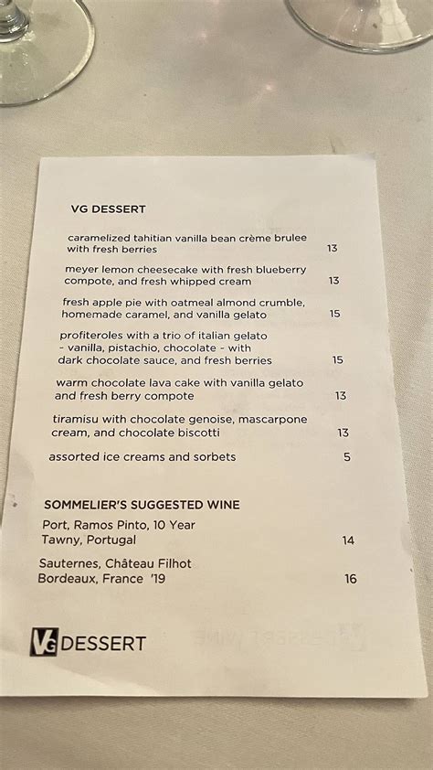 Menu at Vintner Grill pub & bar, Las Vegas