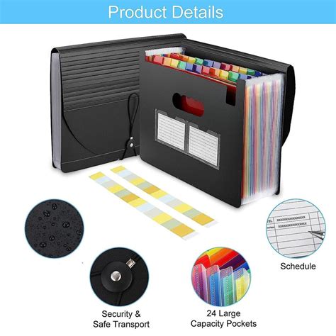 NISUN 24 Pockets File Organizer, Expanding File Folder, Plastic Letter ...