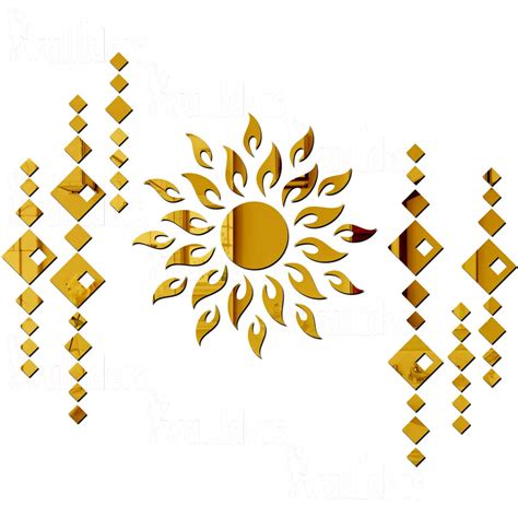 Wall1ders Sun Diamond Golden Mirror Stickers for Wall, Wall Stickers ...
