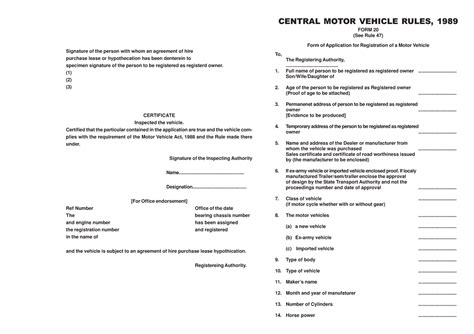 Form 20 - CENTRAL MOTOR VEHICLE RULES, 1989 (See Rule 47) FORM 20 Form ...