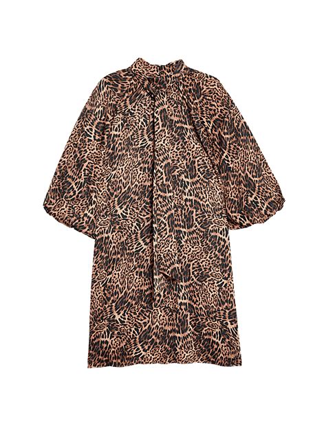 Buy Animal Print Tie Neck Mini Shift Dress at Marks & Spencer