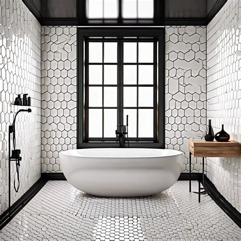 Black And White Hexagon Tile Bathroom Ideas