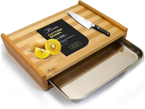 Buy Bmado Homefull Wooden Cutting Board with Tray - Bamboo Chopping ...
