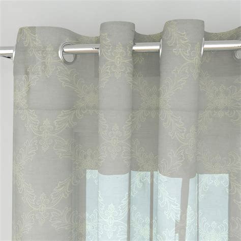 Buy Chanderi Grey Printed Sheer Door Curtain - 110x270cm from Home ...