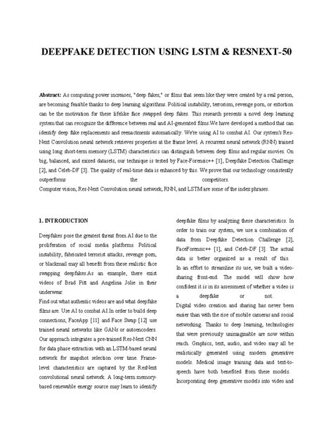 Deepfake Detection Using Resnext-50 AND LSTM - DEEPFAKE DETECTION USING ...