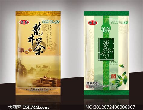 龙井茶茶叶袋包装设计PSD源文件_大图网图片素材