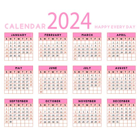 2024年日曆簡約粉色, 2024, 行事曆, 粉色向量圖案素材免費下載，PNG，EPS和AI素材下載 - Pngtree