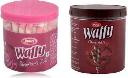 Dukes Waffy Strawberry Wafer Rolls 250gm And Waffy Choco Wafer Rolls ...