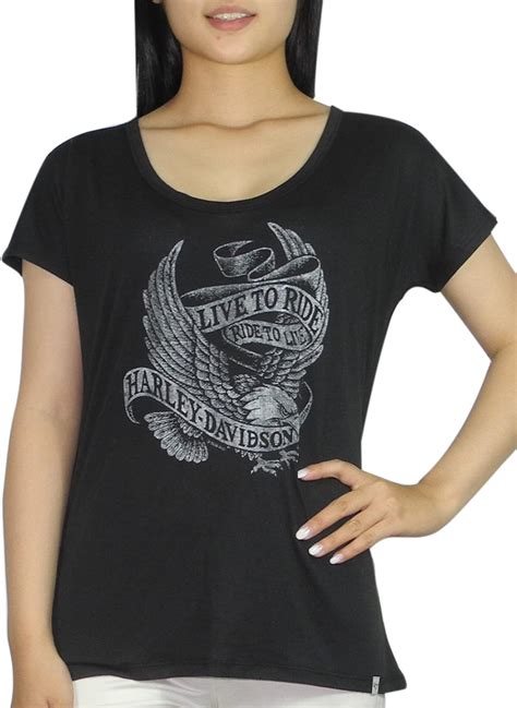 Womens Harley Davidson Motorcycles Crew-Neck Short Sleeve T-Shirt / Tee ...