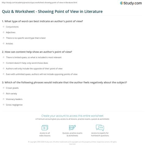 Author Point Of View Worksheet - Pro Worksheet