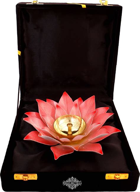 Buy Indian Art Villa Pure Copper Lotus Design Diya / Deepak with Black ...