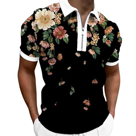 Unbranded Polo Shirts For Men Summer Floral Print T Shirt Turn India | Ubuy