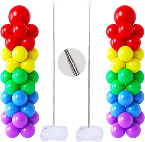 MUAEEOK Balloon Stand Kit, 2 Sets of 2m/6.6ft Adjustable Height Balloon ...