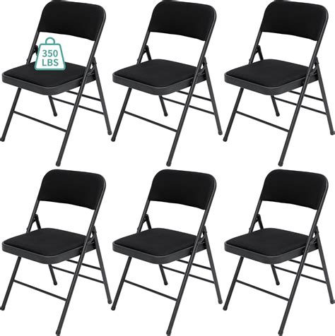 Amazon.com: susici 6 Pack Black Folding Chairs with Fabric Padded ...