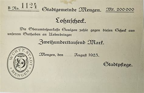 200 000 Mark (Lohnscheck) - City of Mengen – Numista