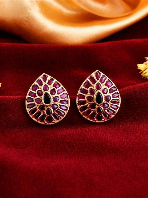 Buy Aalila Kundan Stud Pink Online - Ishhaara