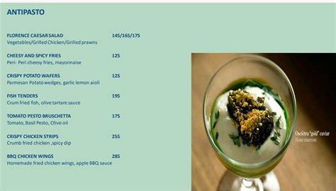 Menu at Florence cucina, Hyderabad