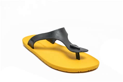 Candy Yellow Sole Black Strap - Moo Chuu India