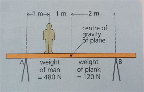 1)In the diagram below , a plank weighing 120 N is supported by two ...