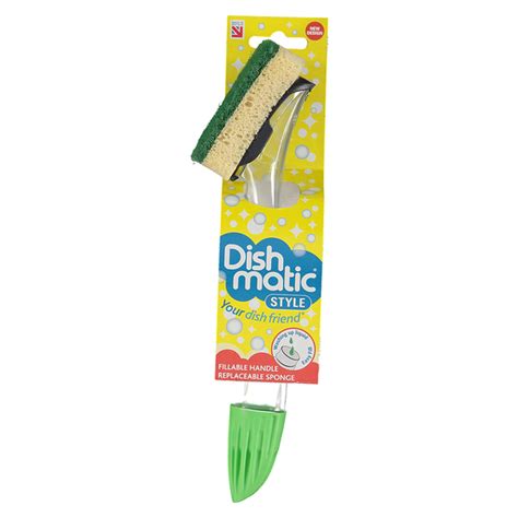 Dishmatic Style Fillable Dish Wand Sponge with Handle for Dishwashing ...