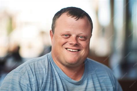 Premium AI Image | Portrait of smiling young man with down syndrome AI ...