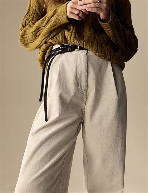 Buy Cord Pleat Front Relaxed Trousers with Modal at Marks & Spencer