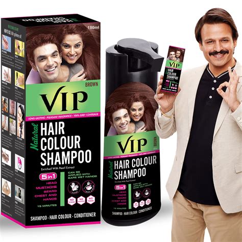 Buy VIP Brown Hair Colour Shampoo, 180ml for Women and Men | Quick ...