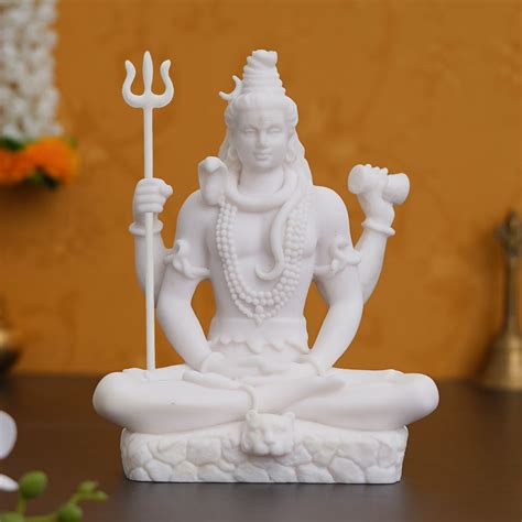 White Polyresin Lord Shiva with Trishul Statue – eCraftIndia