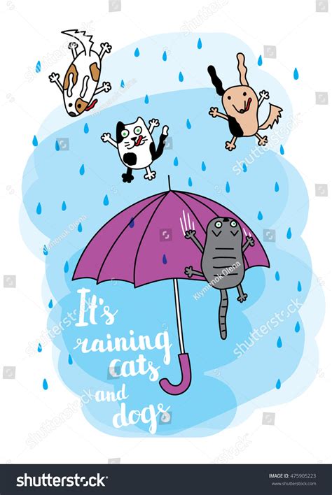 Raining Cats Dogs Autumn Card Falling Stock Vector (Royalty Free ...
