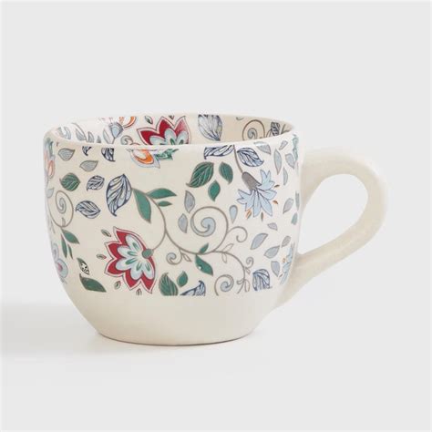 Buy Fiesta Off-White Printed Stoneware Cup And Saucer - 180ml - 2Pcs ...