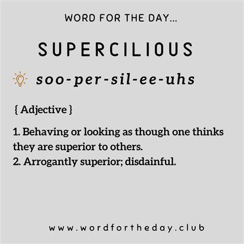 Word For Supercilious at Carolyn Huddleston blog