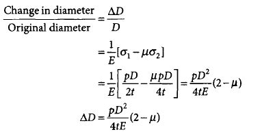 A thin cylindrical shell of internal diameter D with t is subjected to ...
