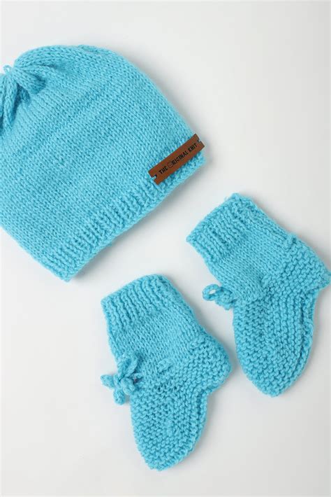 The Original Knit Handmade Cap with Socks - Blue