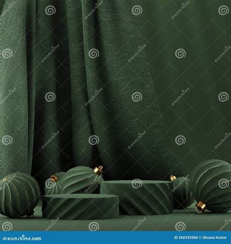 3D Abstract Christmas Dark Green Background with Green Christmas ...